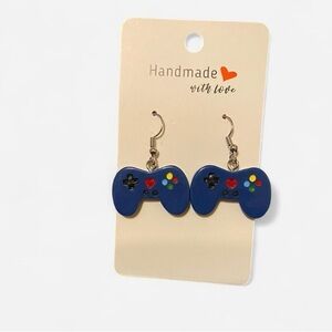 Blue Game Controller Earrings - Handmade Gamer Jewelry